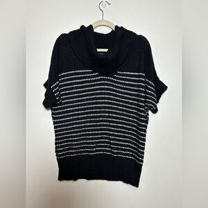 Maurice’s Short Sleeve Black and White Striped Cowl Neck Women's Sweater Size L